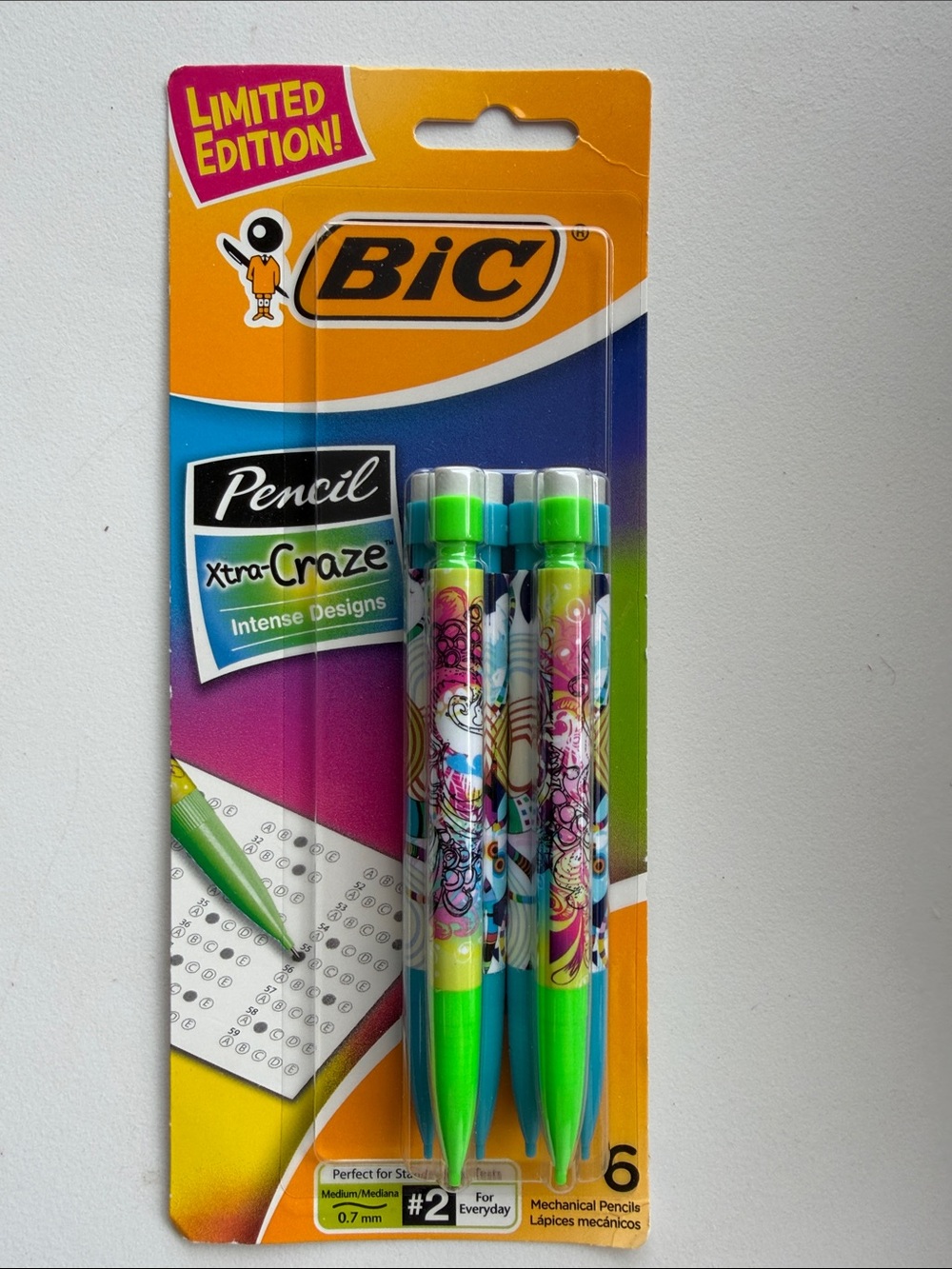Bic Limited Edition Xtra-Craze 6 Pack Mechanical Pencils Intense Designs